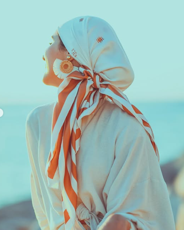 Oriental Motifs Silk Scarf | 90 CM